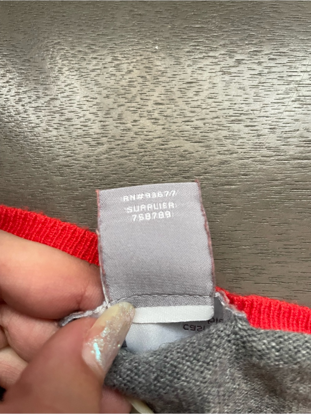 jcpenney Bright Coral Cashmere Blend Crewneck Sweater with Gray Trim Size M - Picture 6 of 6
